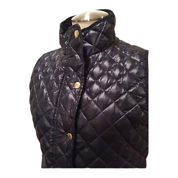 J. Crew | Navy Blue Quilted Down Insulated Shiny Field Puffer Vest C9300 | M - Picture 3 of 9